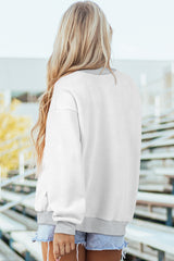 Light Grey Oversize Drop Shoulder Reversible Mock Neck Sweatshirt