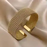 18K Gold-Plated Woven Stainless Steel Bracelet