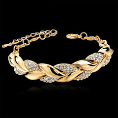 Elegant Wheat Leaf Pavé Bracelet