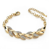 Elegant Wheat Leaf Pavé Bracelet