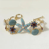 Ocean-Inspired Shell & Beaded Pendant Bracelet