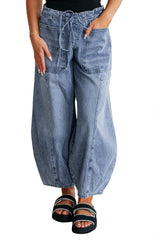 Myosotis Large Patch Pocket Drawstring Paperbag Waist Barrel Jeans