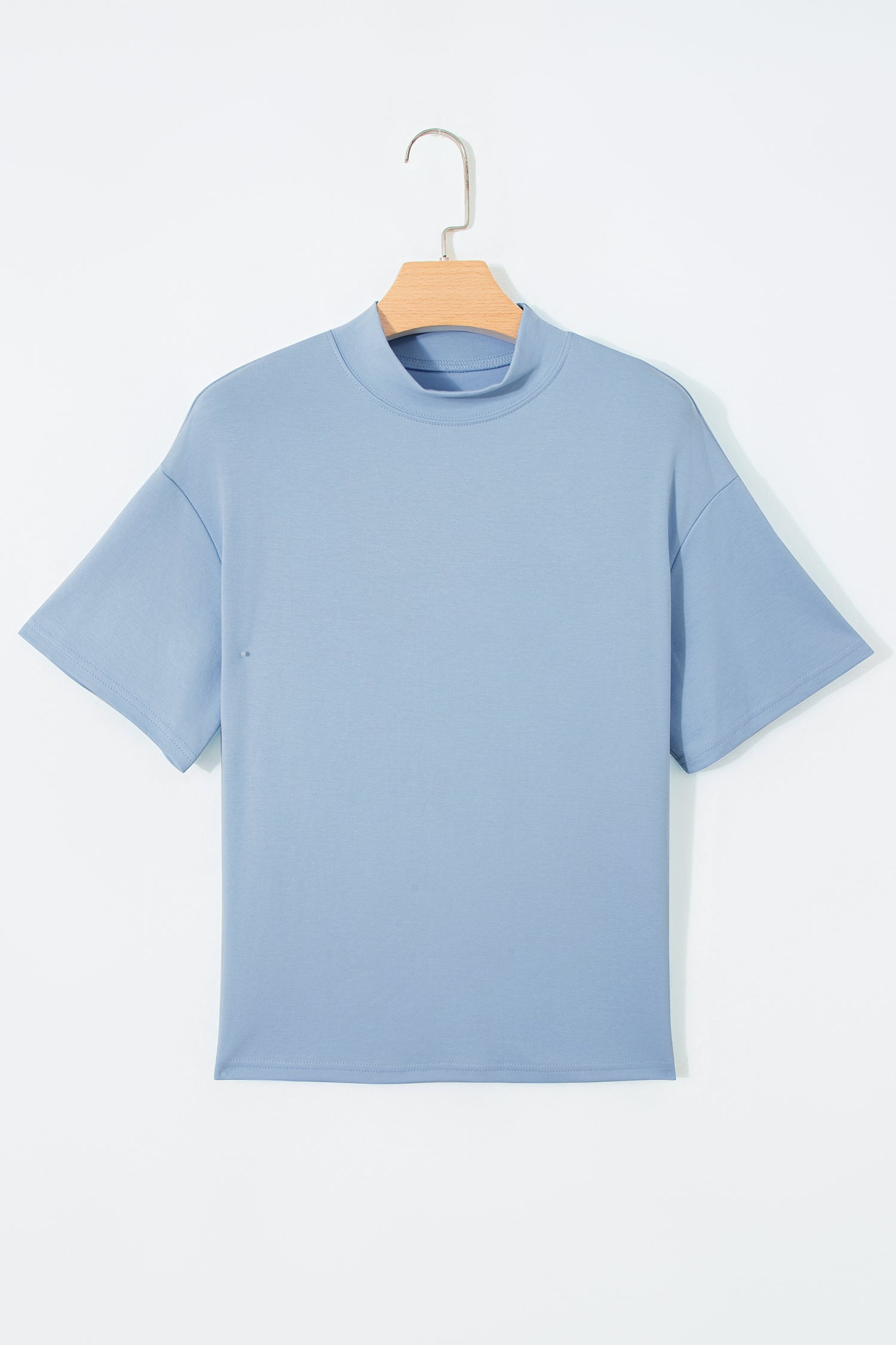 Black Solid Color High Neck Oversize Tee