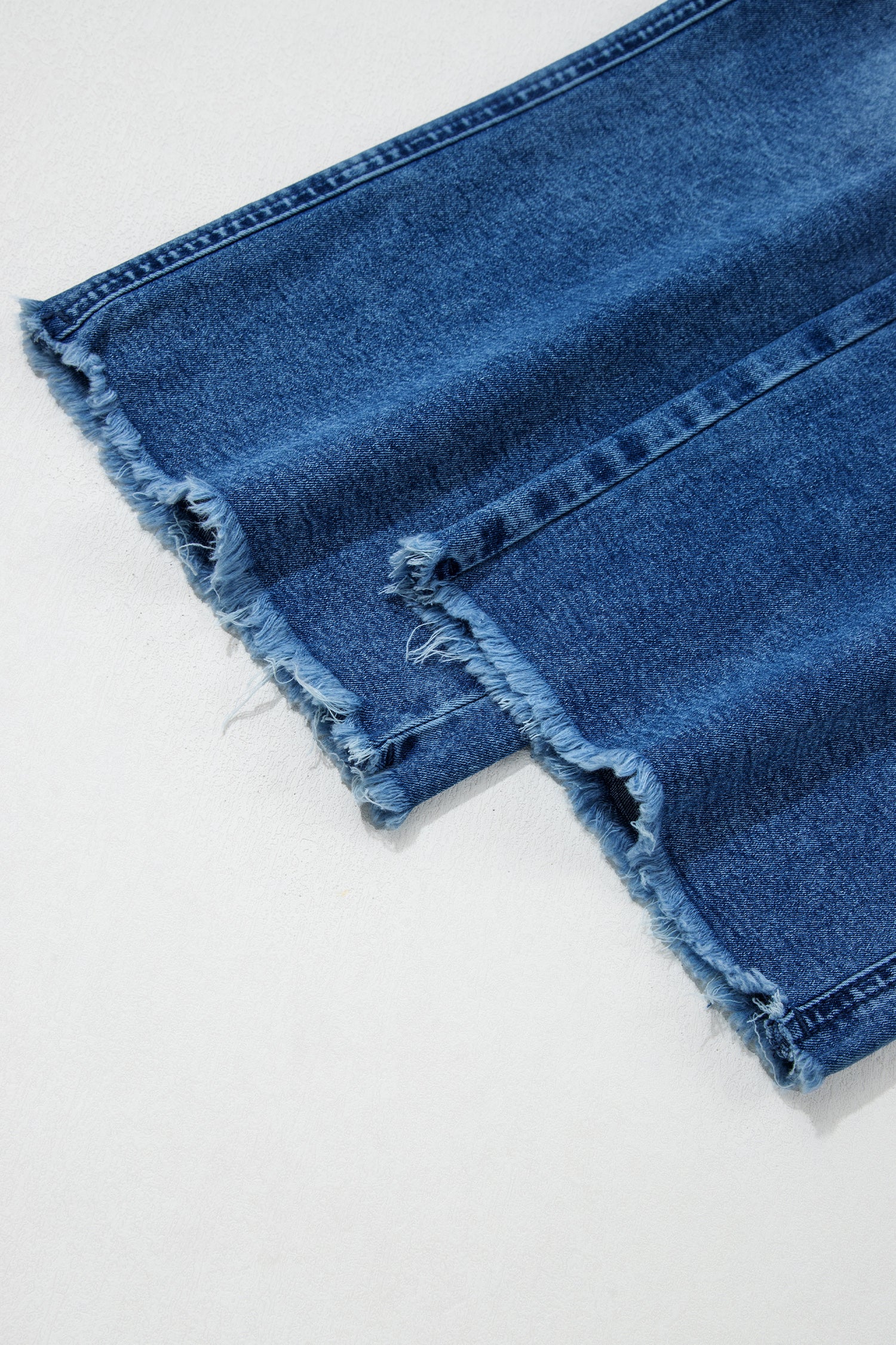 Sail Blue Frayed Cropped Barrel Jeans