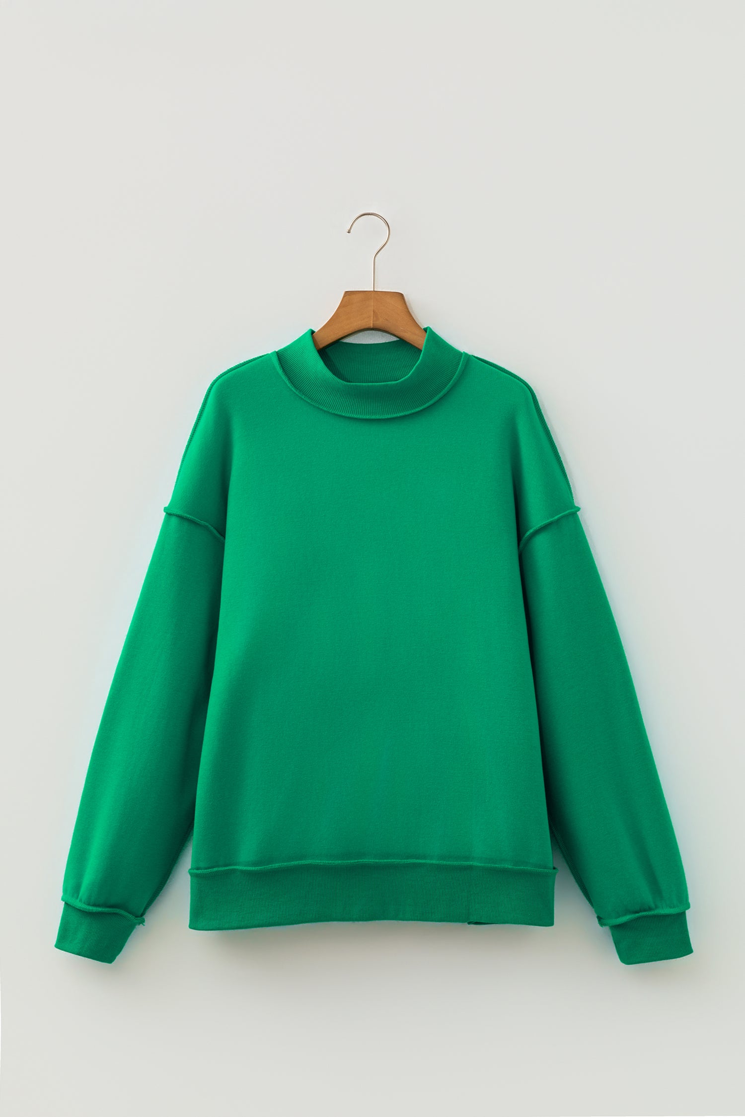 Light Grey Oversize Drop Shoulder Reversible Mock Neck Sweatshirt