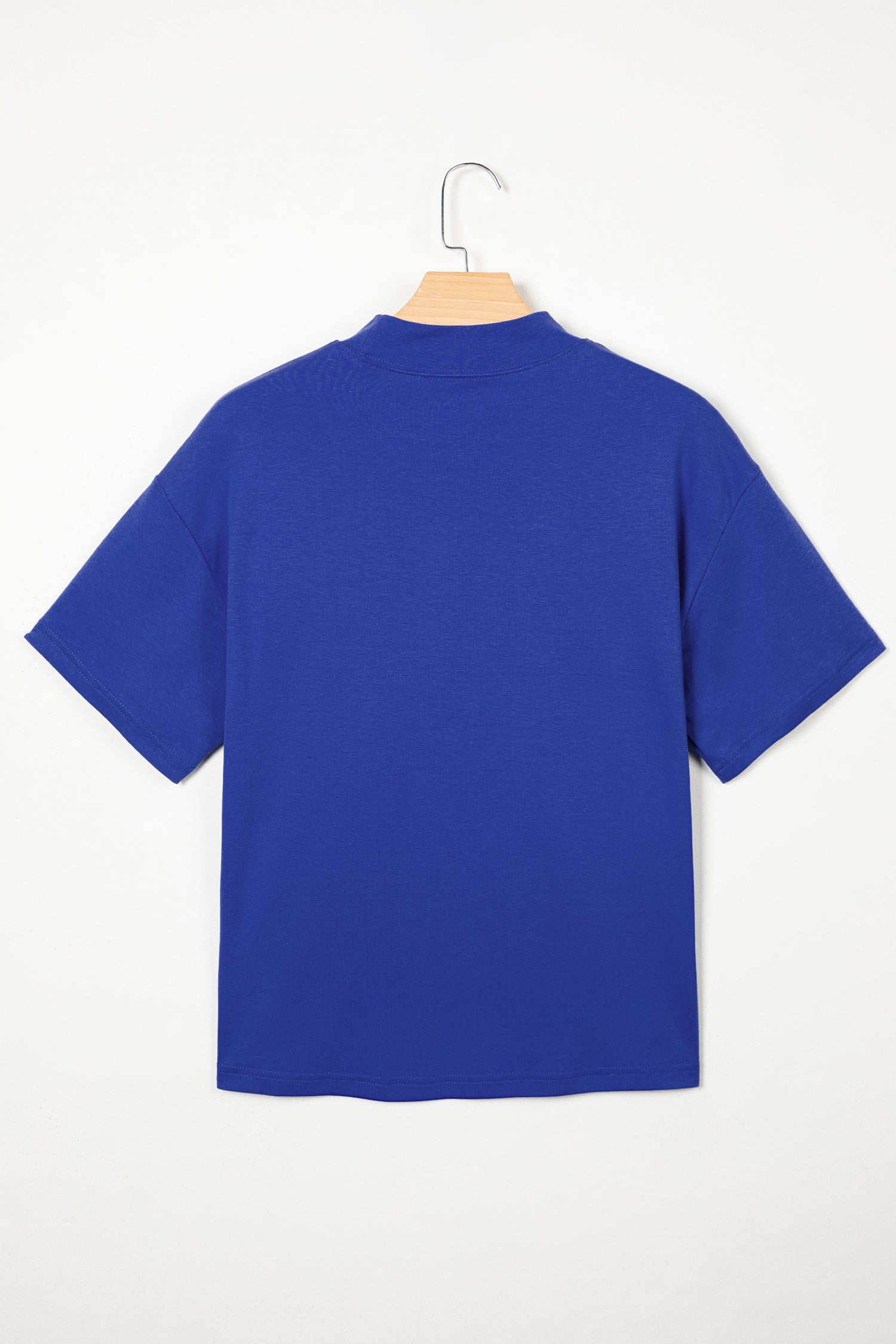 Black Solid Color High Neck Oversize Tee