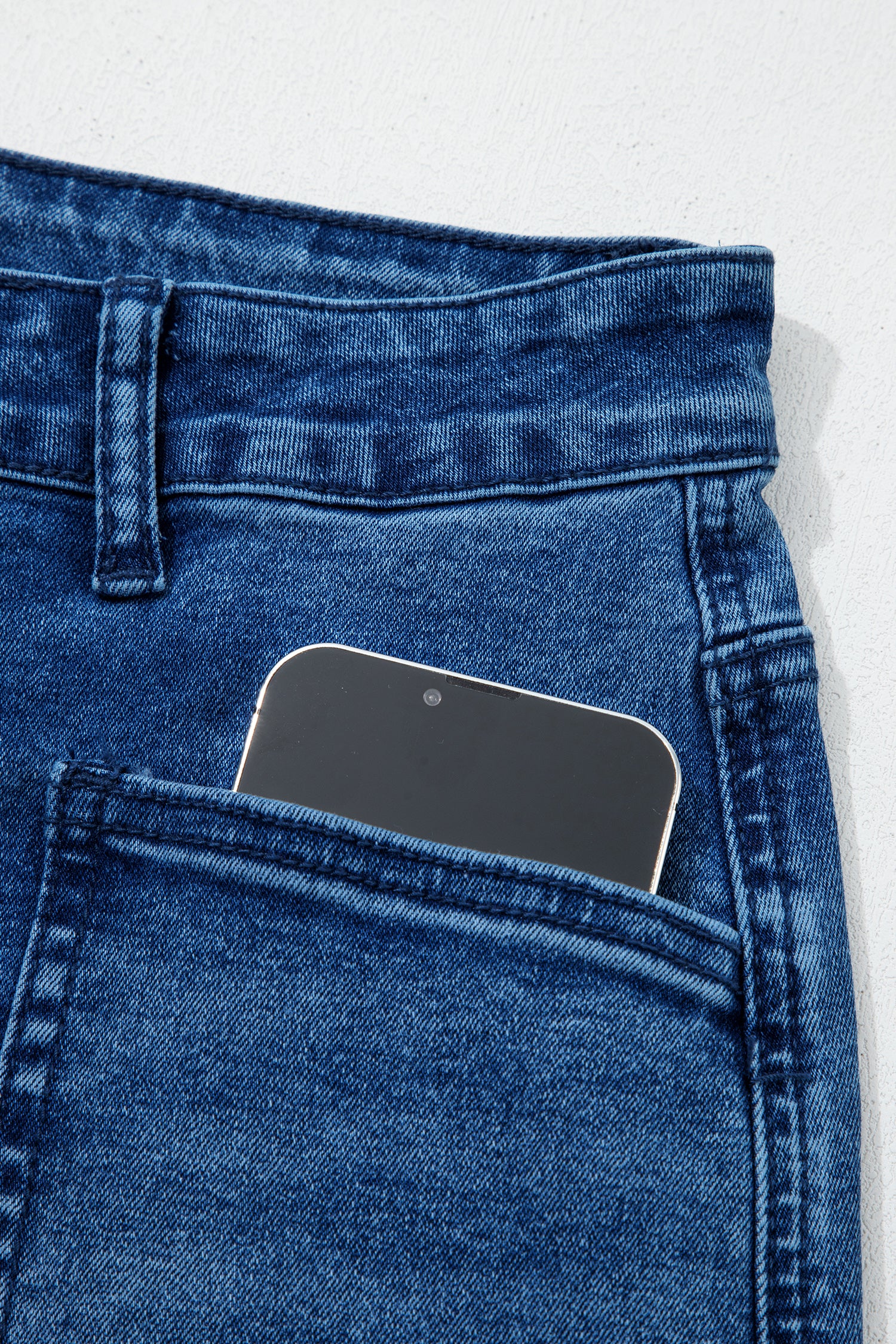 Sail Blue Frayed Cropped Barrel Jeans