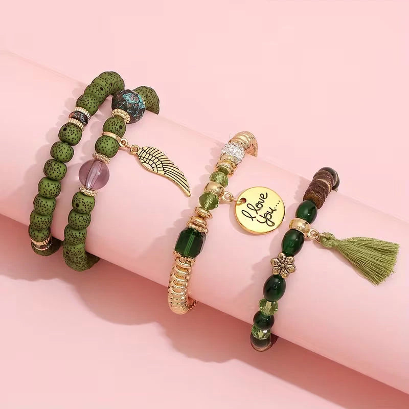 4-Piece Bohemian Vintage Bracelet Set for Men