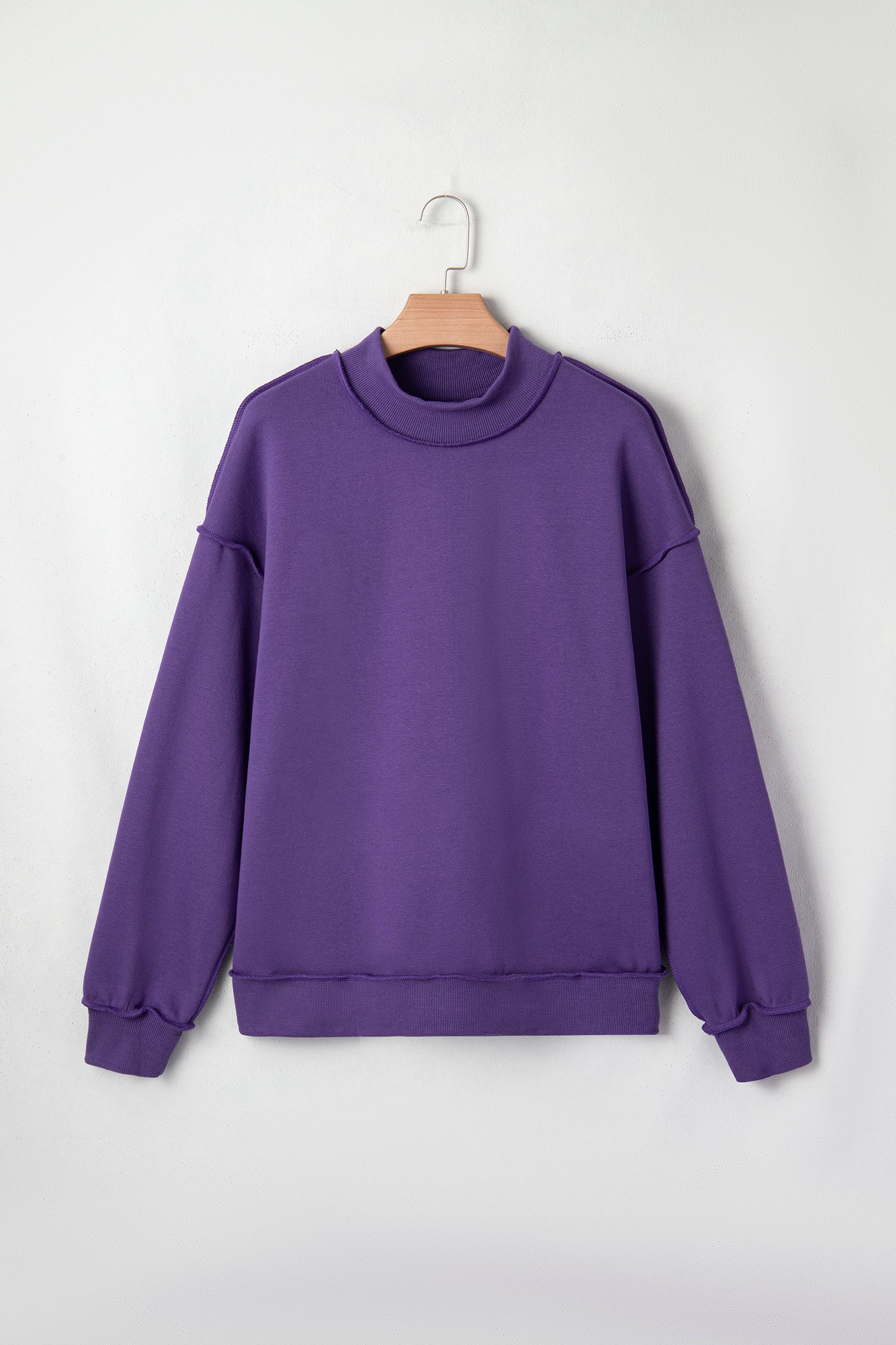 Light Grey Oversize Drop Shoulder Reversible Mock Neck Sweatshirt