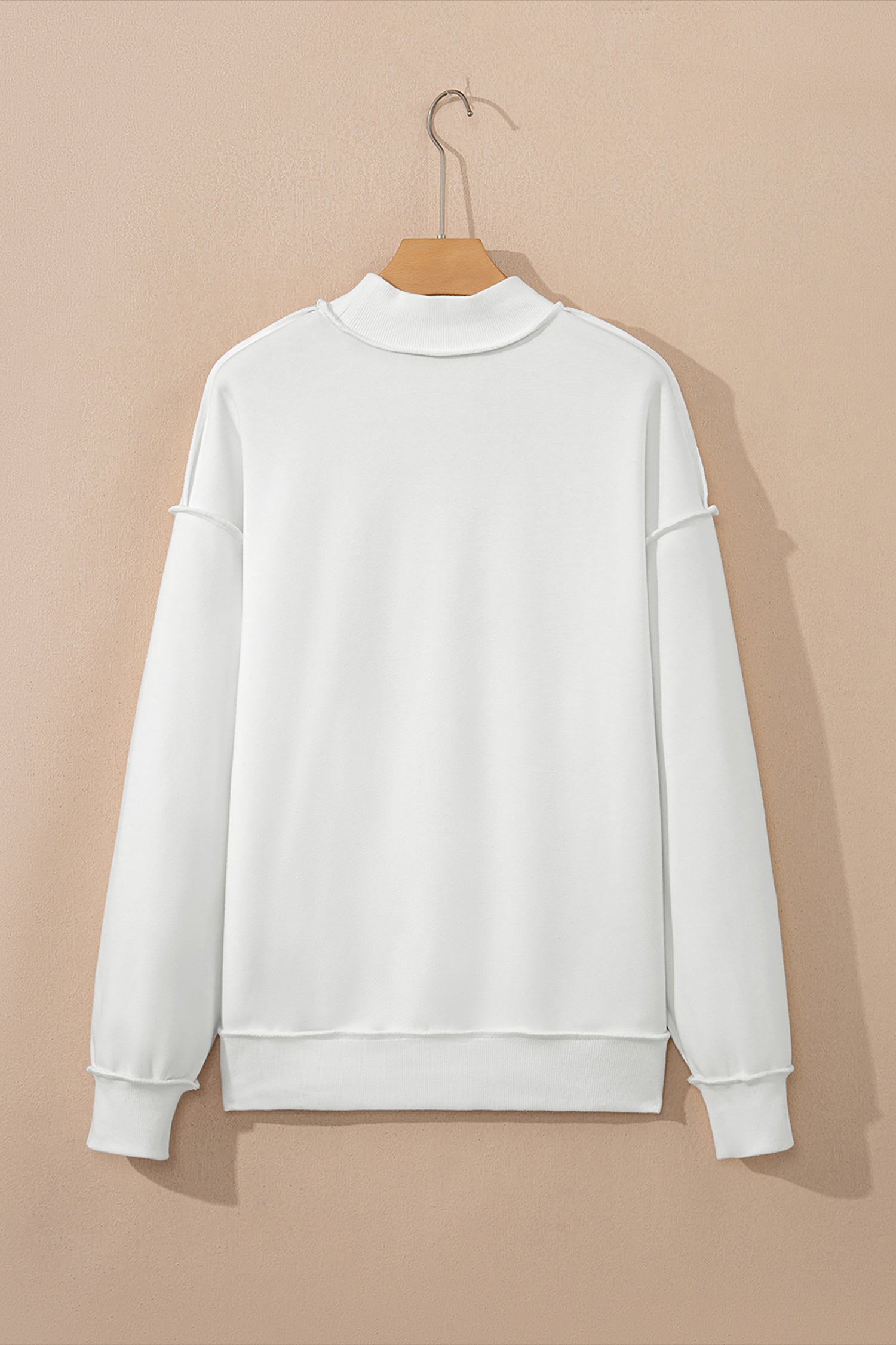 Light Grey Oversize Drop Shoulder Reversible Mock Neck Sweatshirt