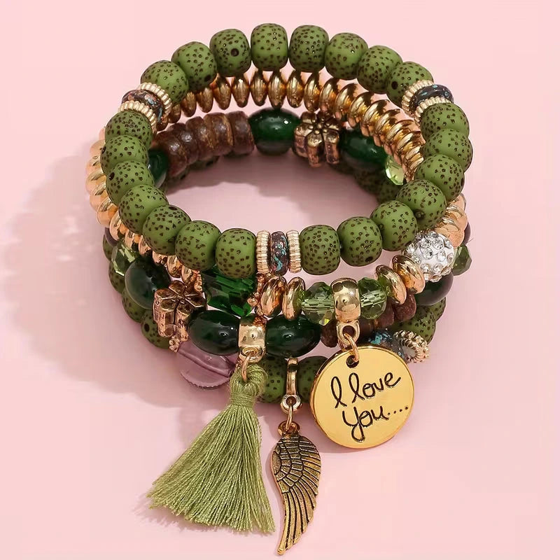 4-Piece Bohemian Vintage Bracelet Set for Men