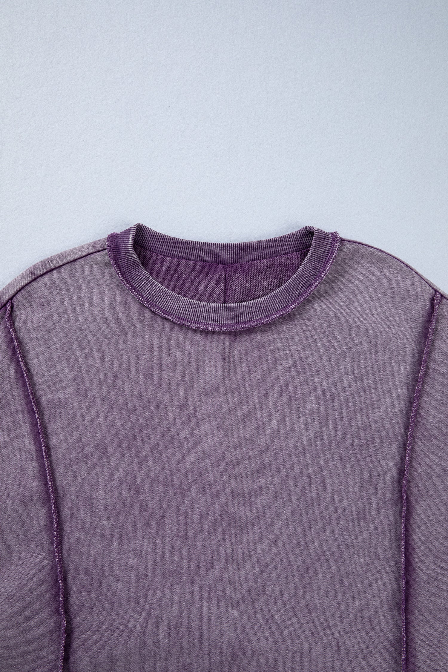 Red Sandalwood Mineral Wash Exposed Seam Side Slit Sweatshirt