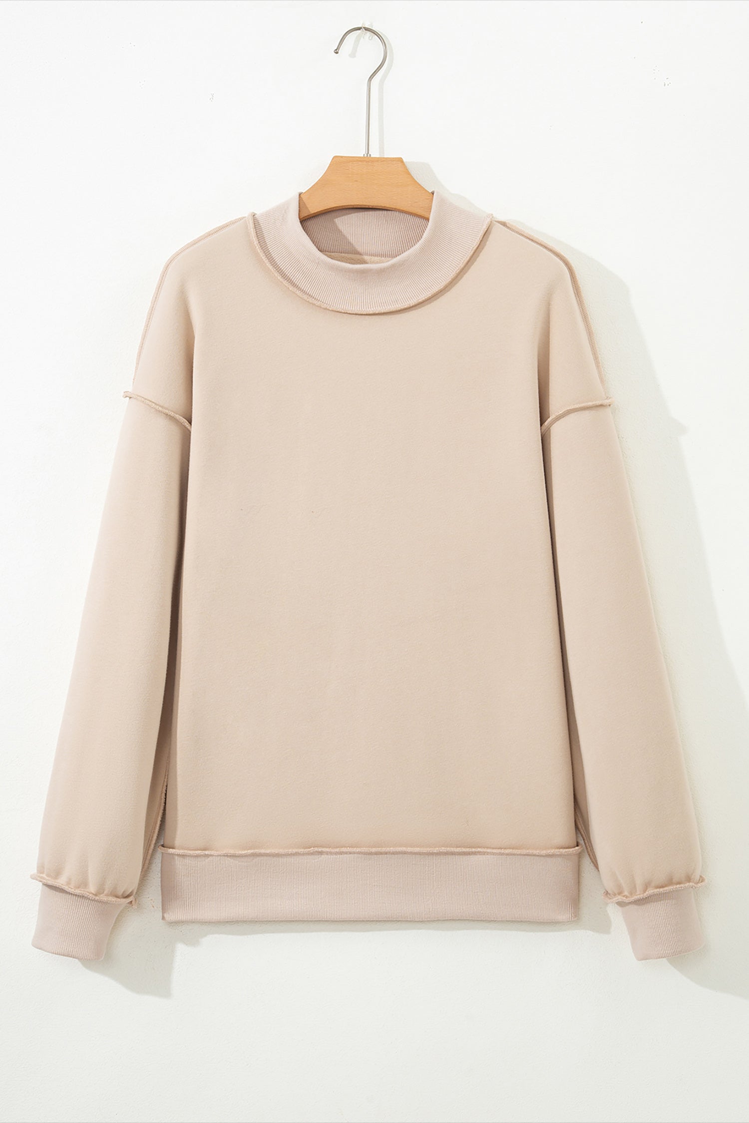Light Grey Oversize Drop Shoulder Reversible Mock Neck Sweatshirt