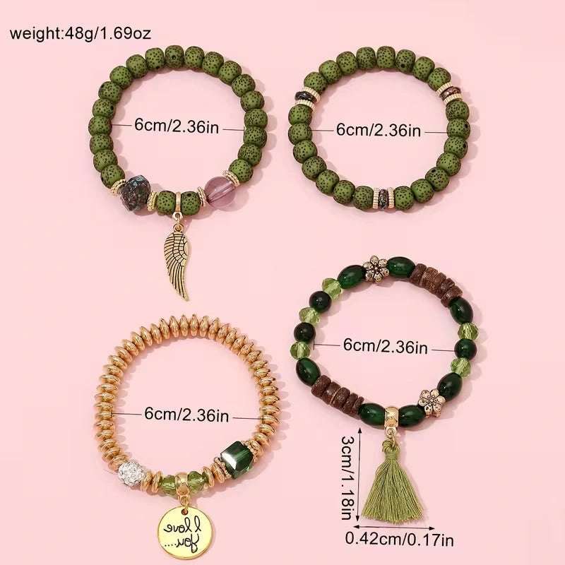 4-Piece Bohemian Vintage Bracelet Set for Men