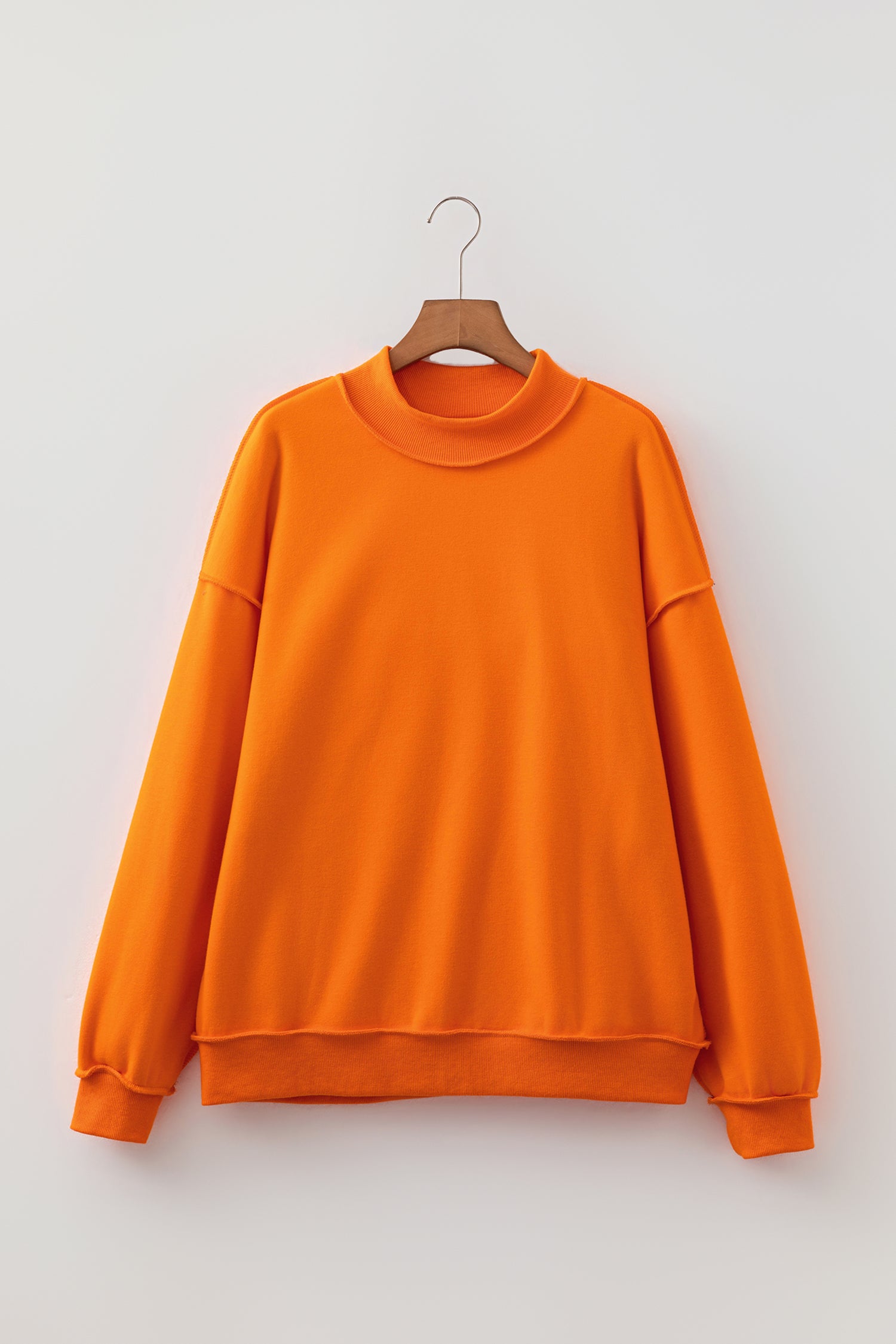 Light Grey Oversize Drop Shoulder Reversible Mock Neck Sweatshirt