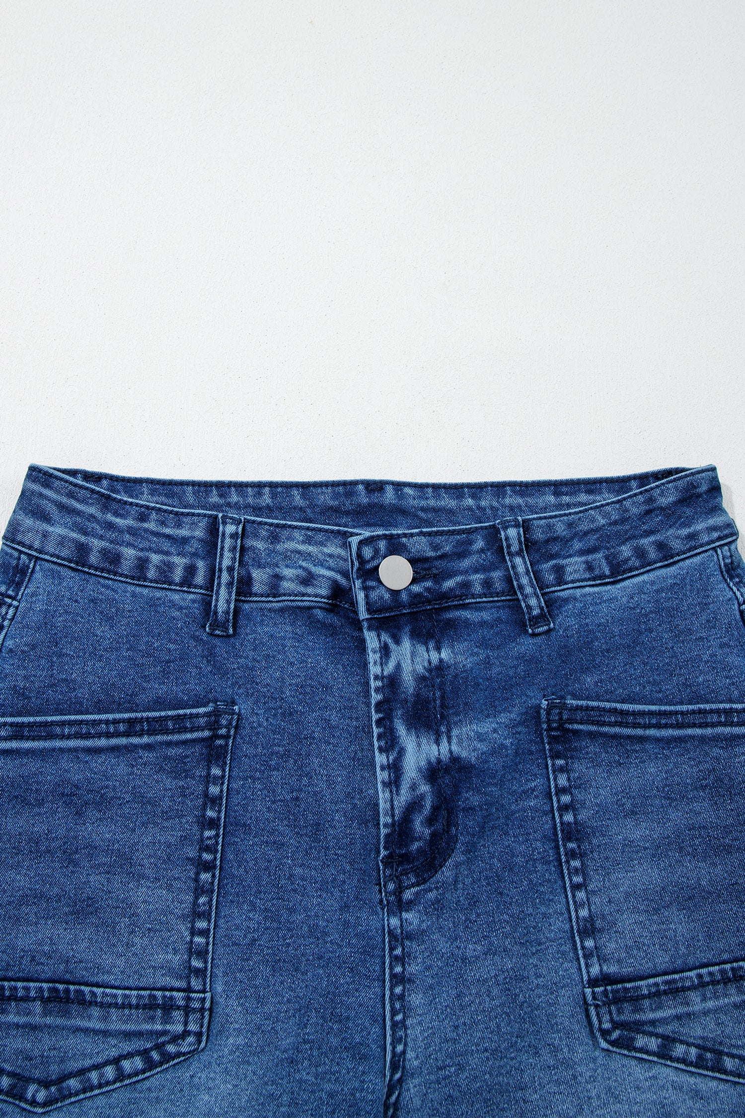 Sail Blue Frayed Cropped Barrel Jeans