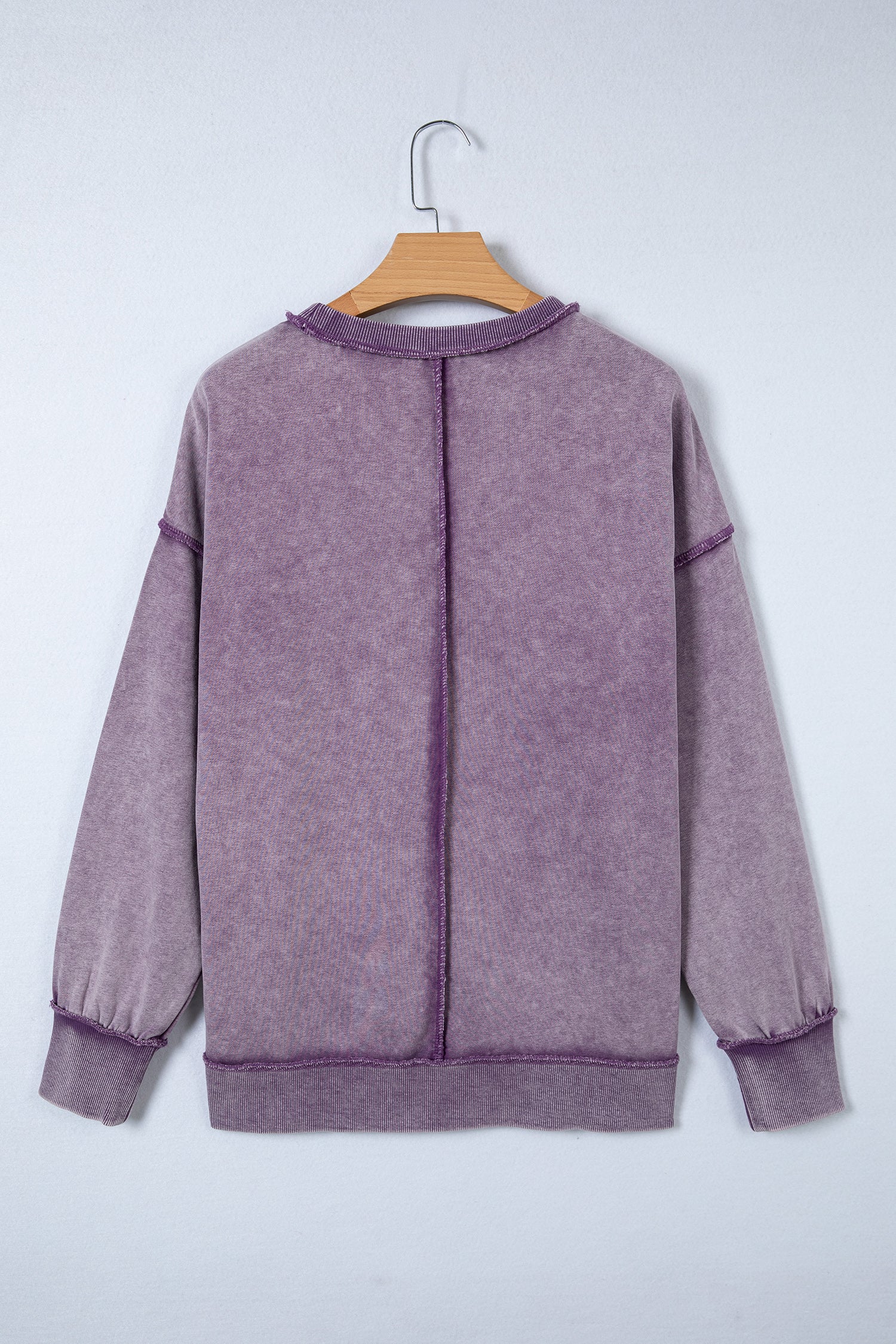 Red Sandalwood Mineral Wash Exposed Seam Side Slit Sweatshirt
