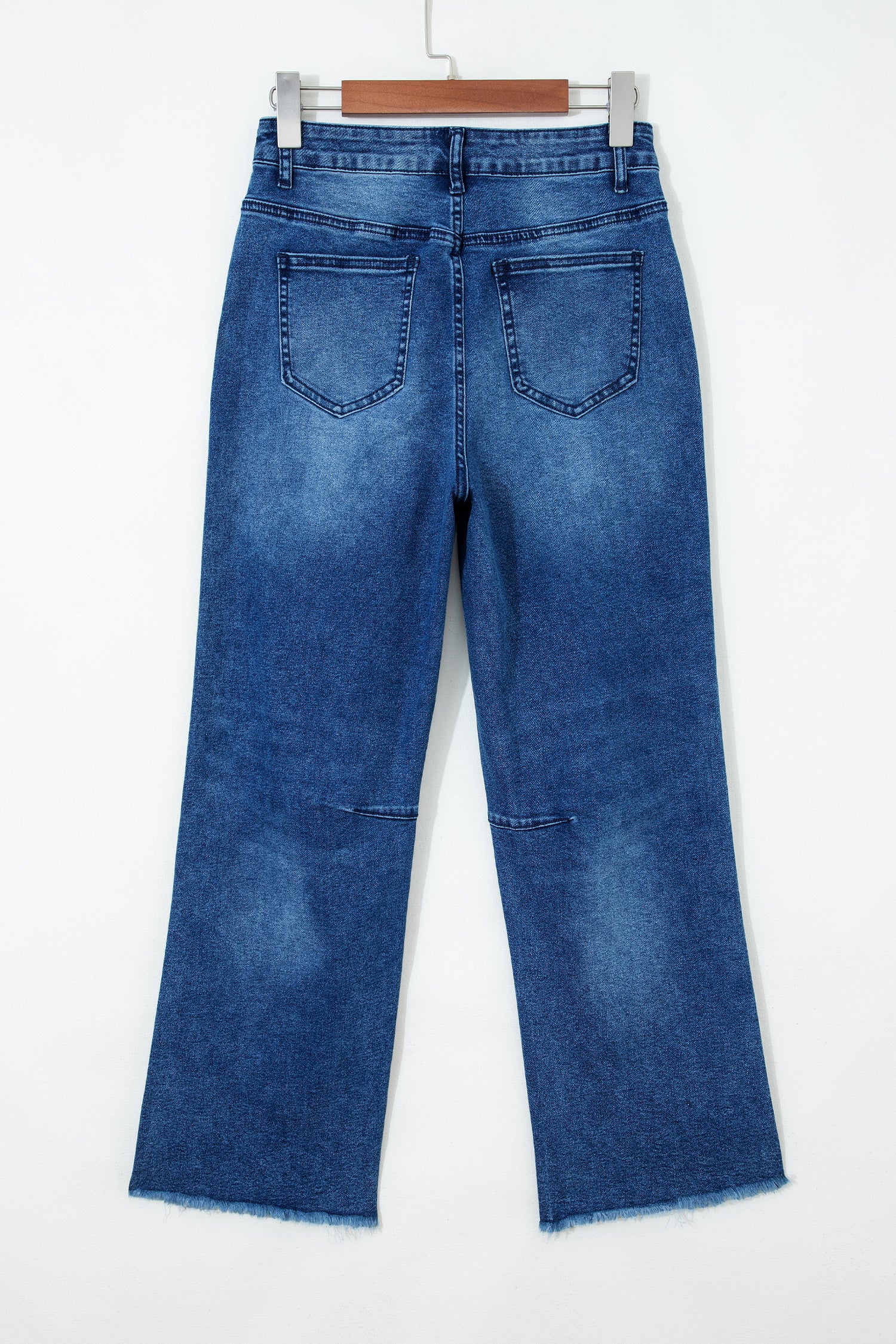 Sail Blue Frayed Cropped Barrel Jeans
