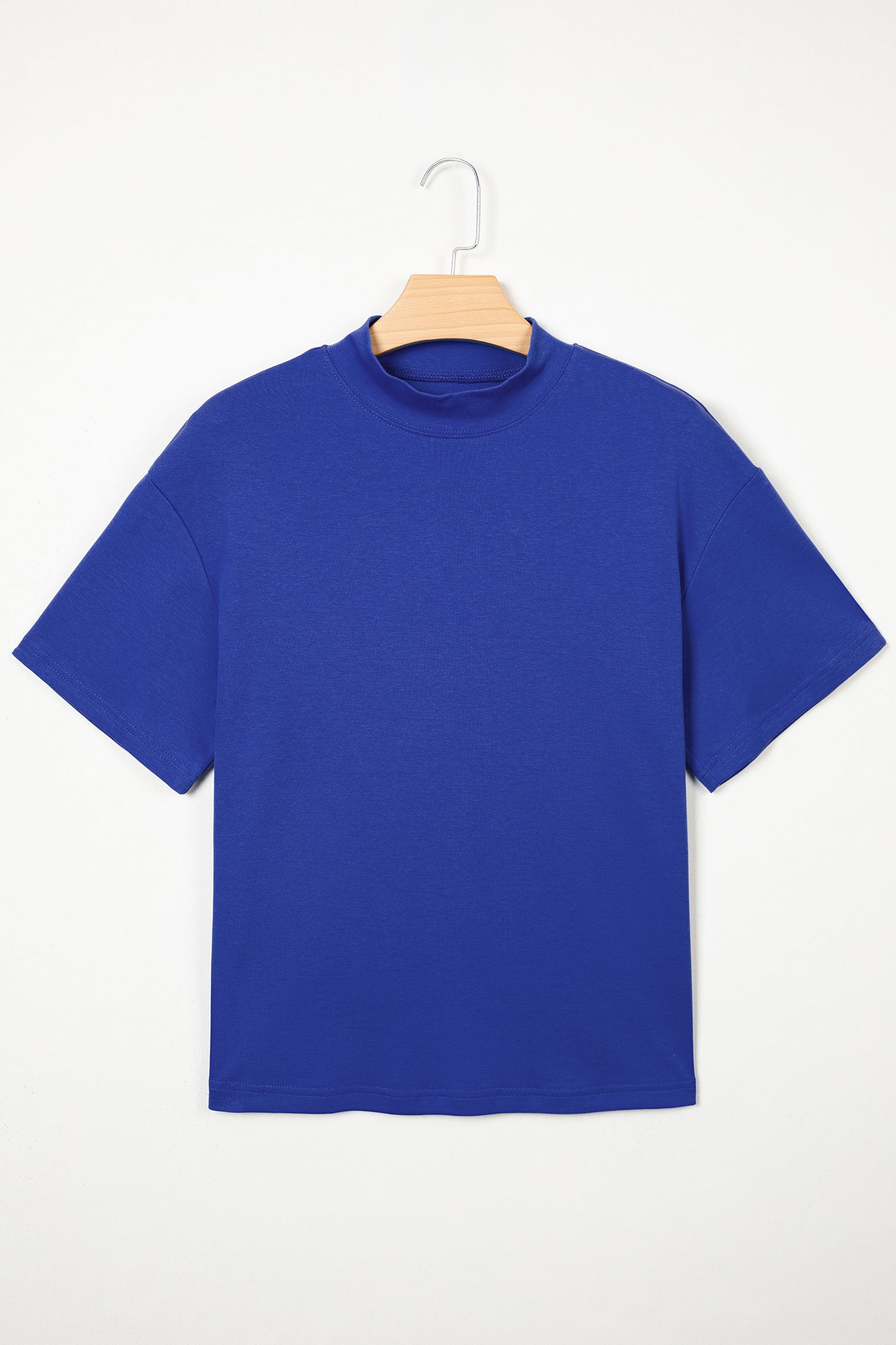 Black Solid Color High Neck Oversize Tee