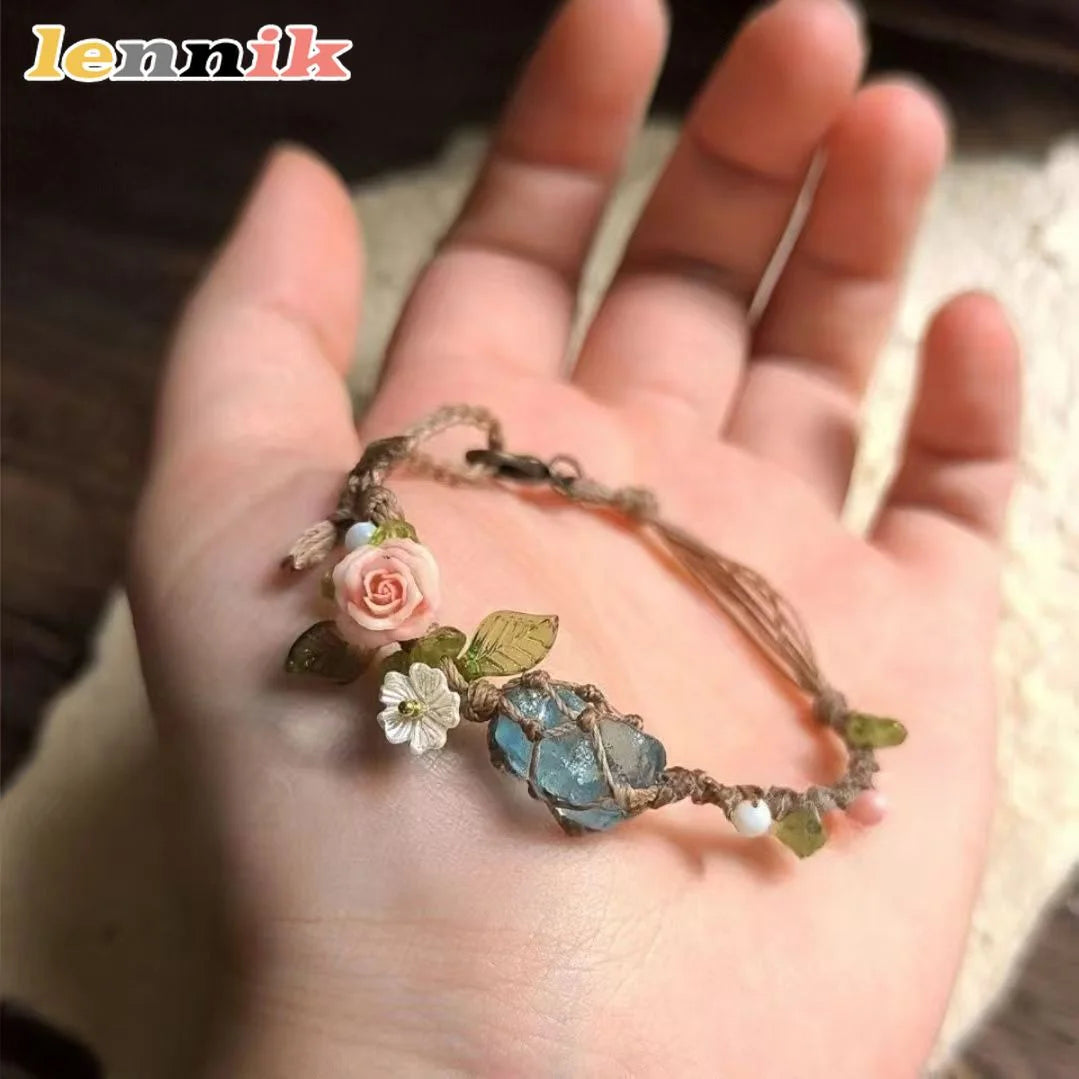 Blue Starry Natural Stone Rope Bracelet