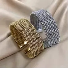 18K Gold-Plated Woven Stainless Steel Bracelet