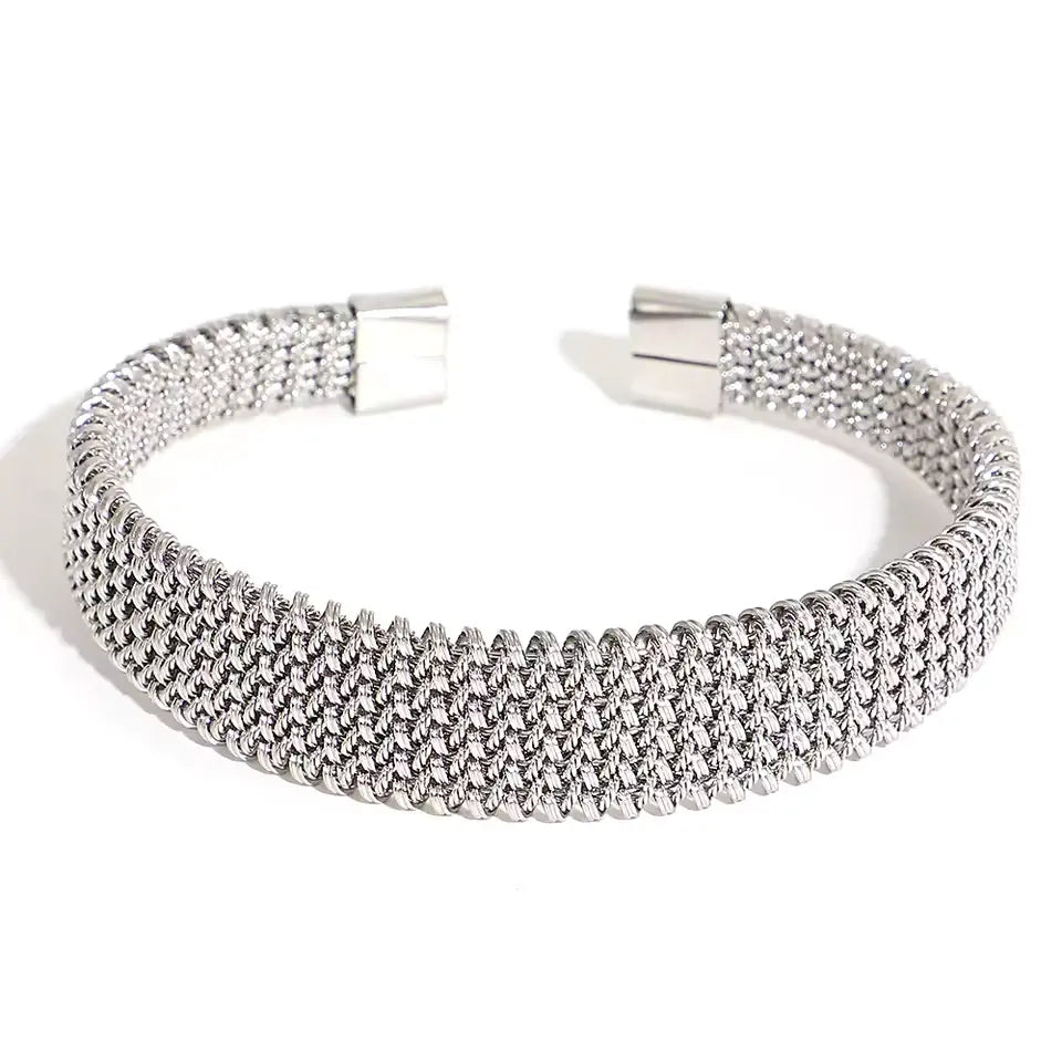 18K Gold-Plated Woven Stainless Steel Bracelet