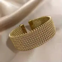 18K Gold-Plated Woven Stainless Steel Bracelet