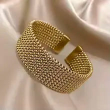 18K Gold-Plated Woven Stainless Steel Bracelet