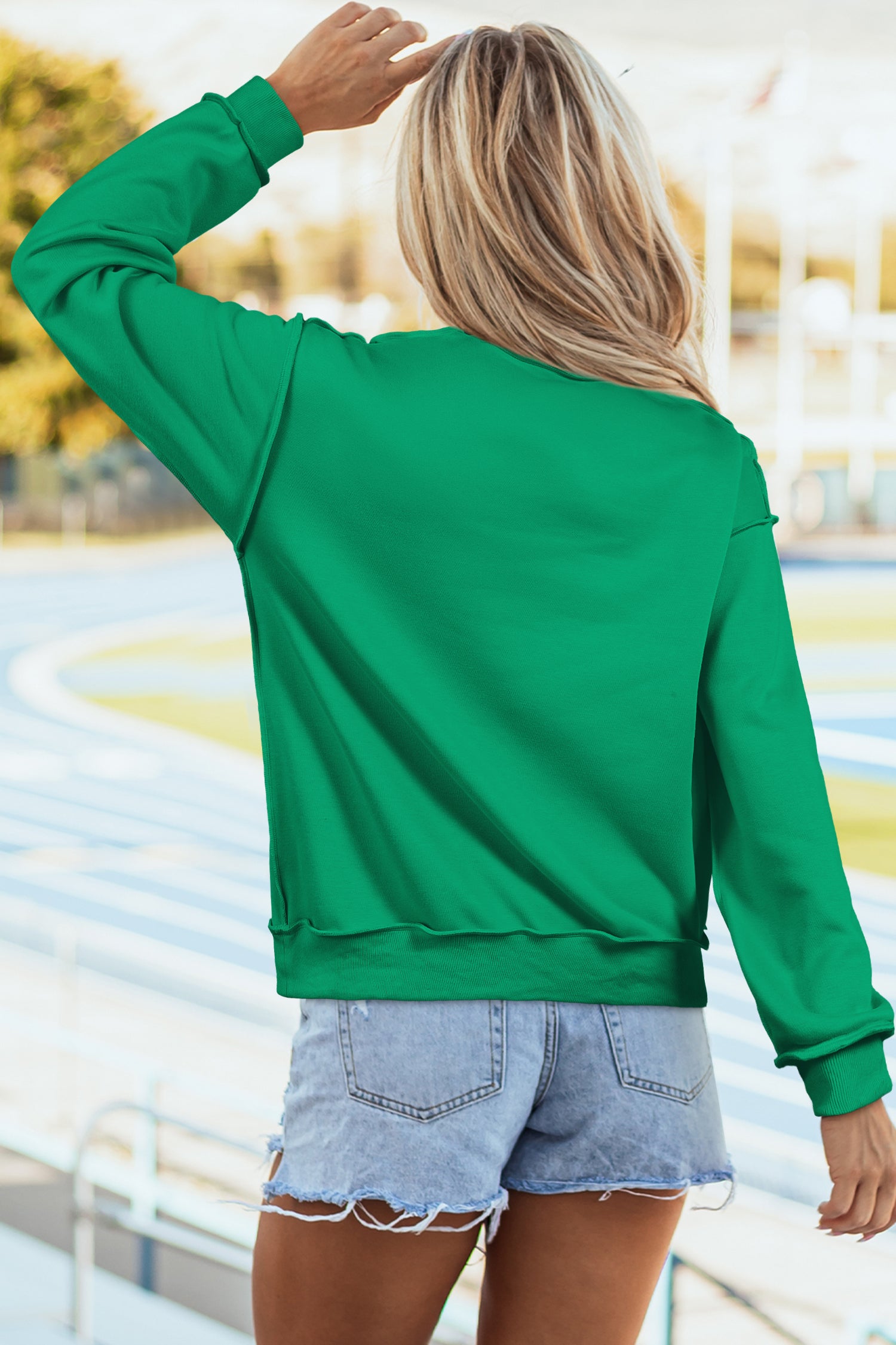 Light Grey Oversize Drop Shoulder Reversible Mock Neck Sweatshirt