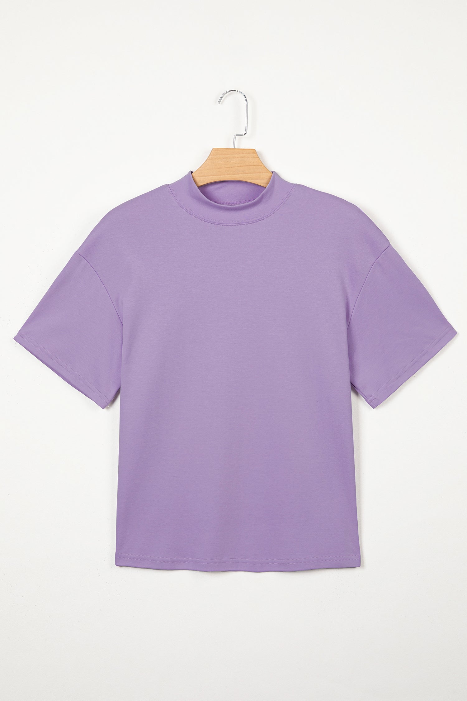Black Solid Color High Neck Oversize Tee