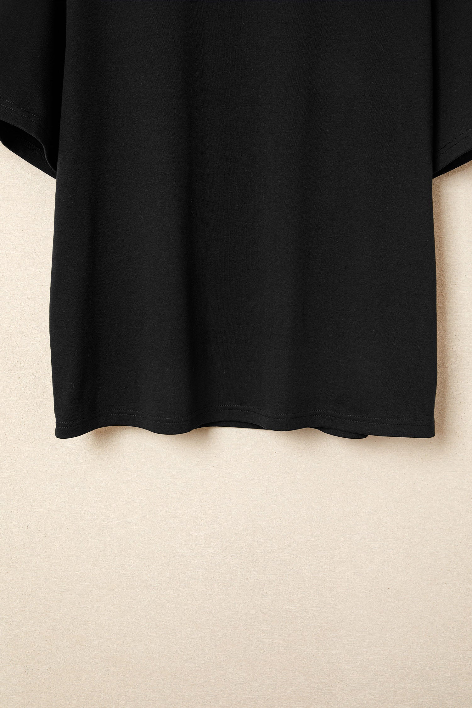 Black Solid Color High Neck Oversize Tee