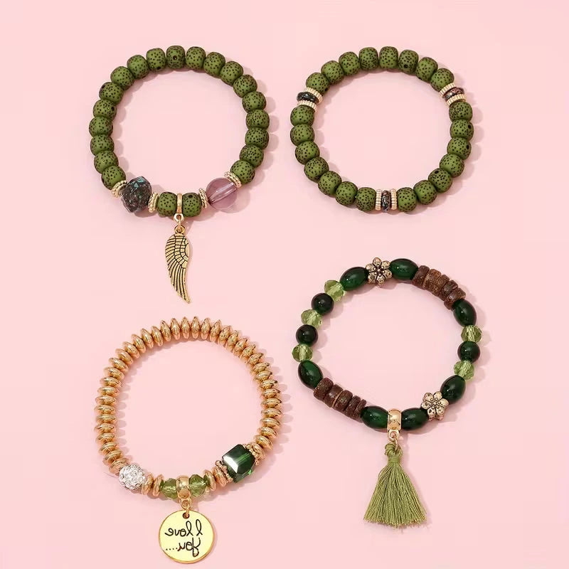 4-Piece Bohemian Vintage Bracelet Set for Men