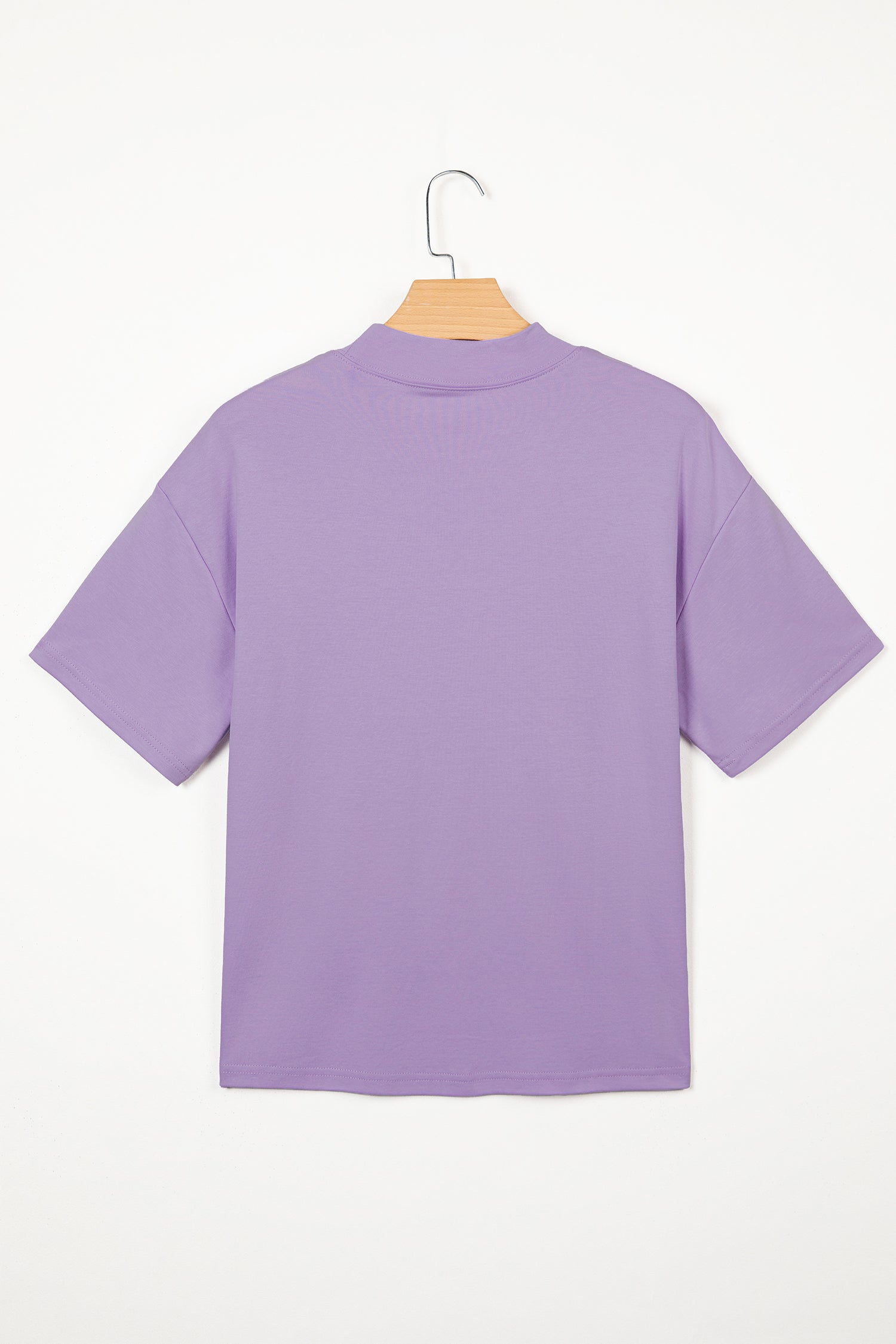 Black Solid Color High Neck Oversize Tee