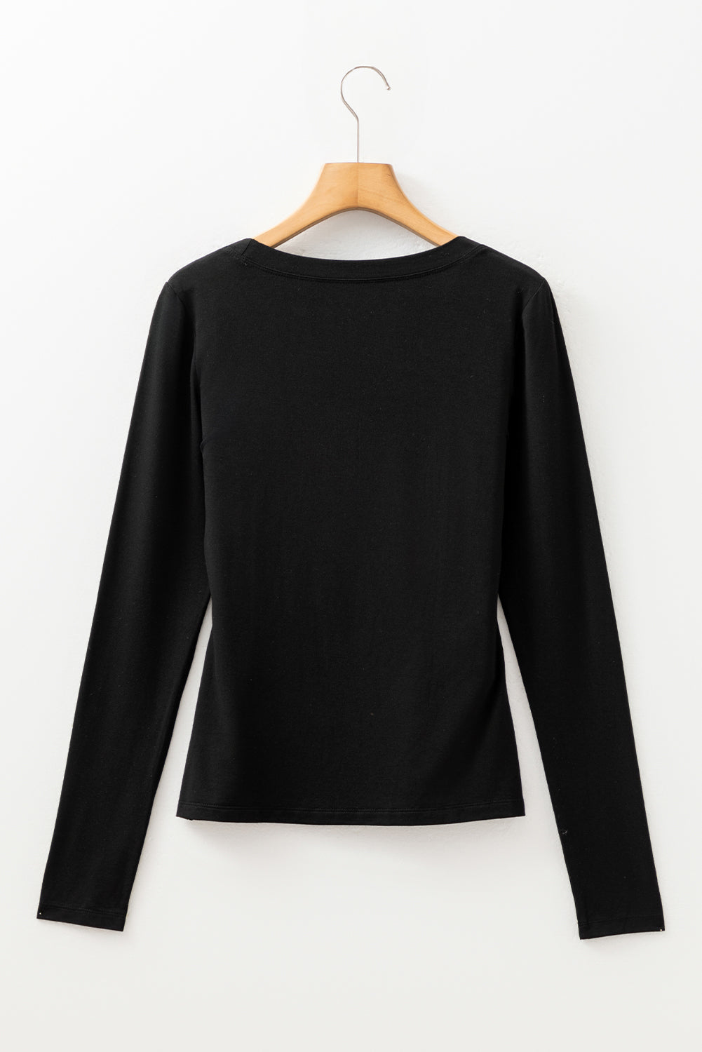 Laurel Green Solid Color Long Sleeve Slim Fit Top