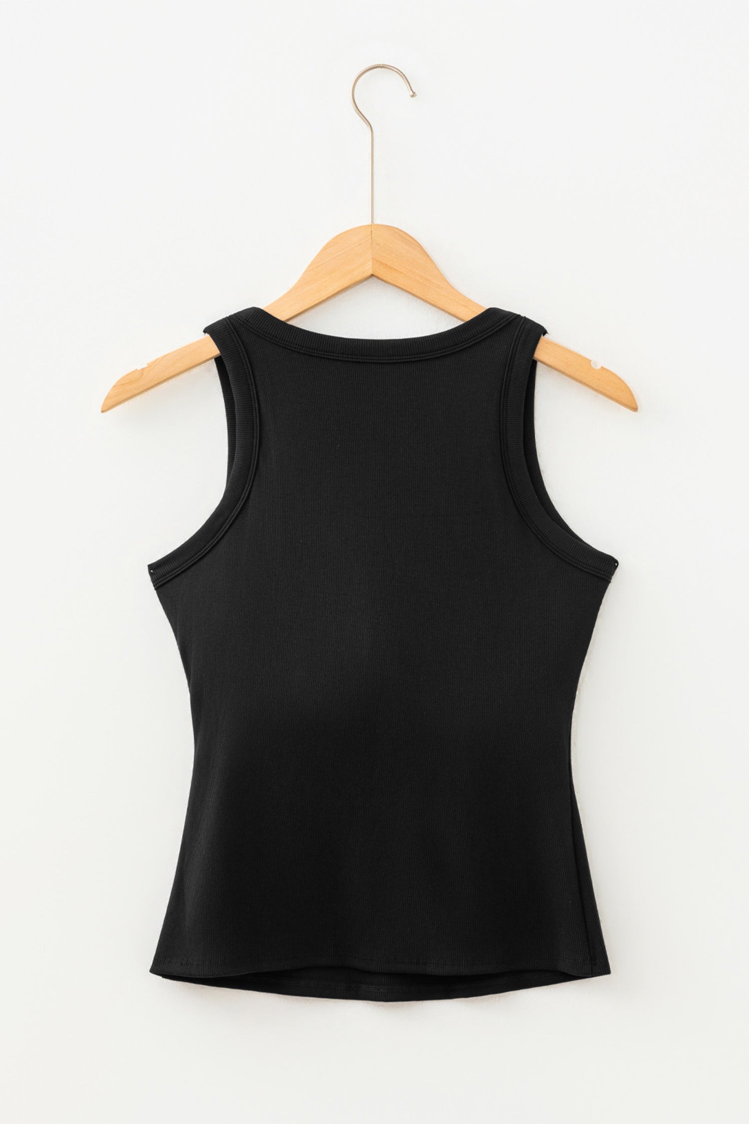Black Slim Ribbed Padded Tank Top