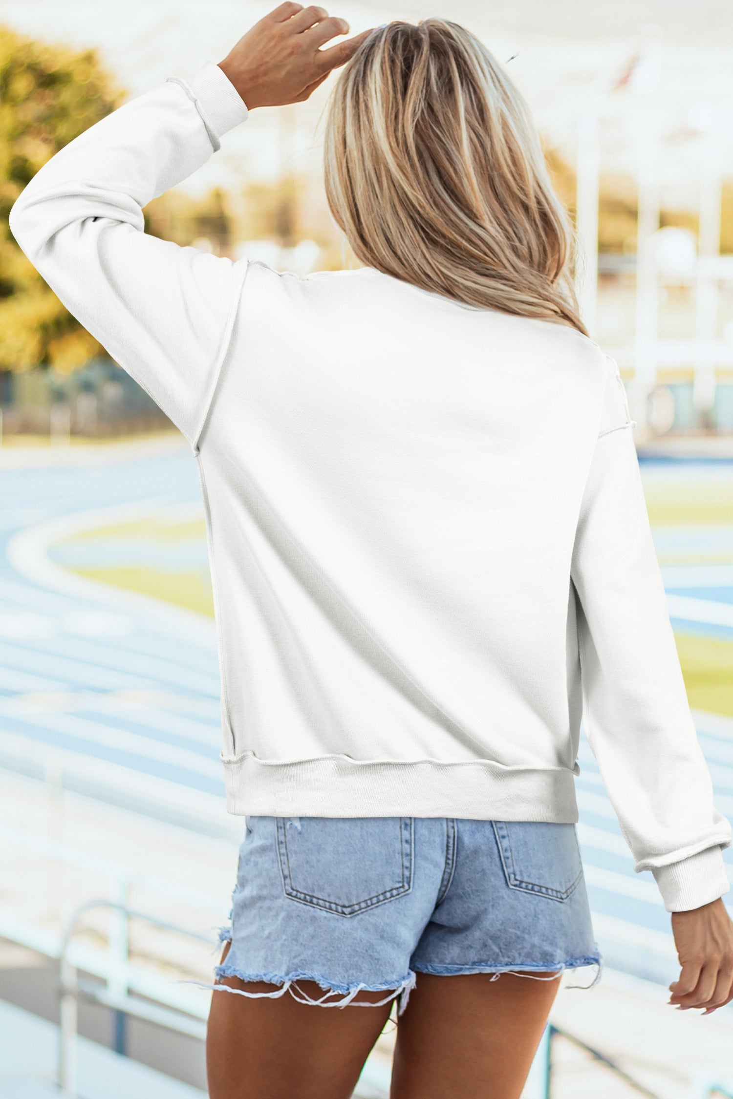 Light Grey Oversize Drop Shoulder Reversible Mock Neck Sweatshirt