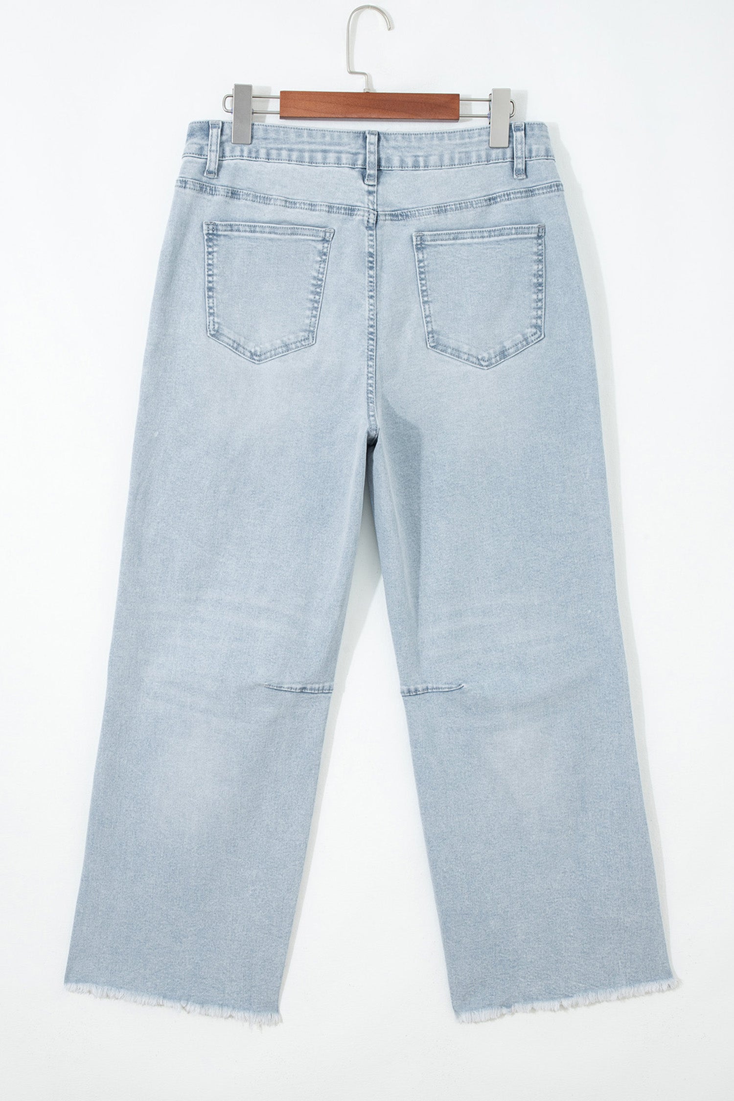 Sail Blue Frayed Cropped Barrel Jeans