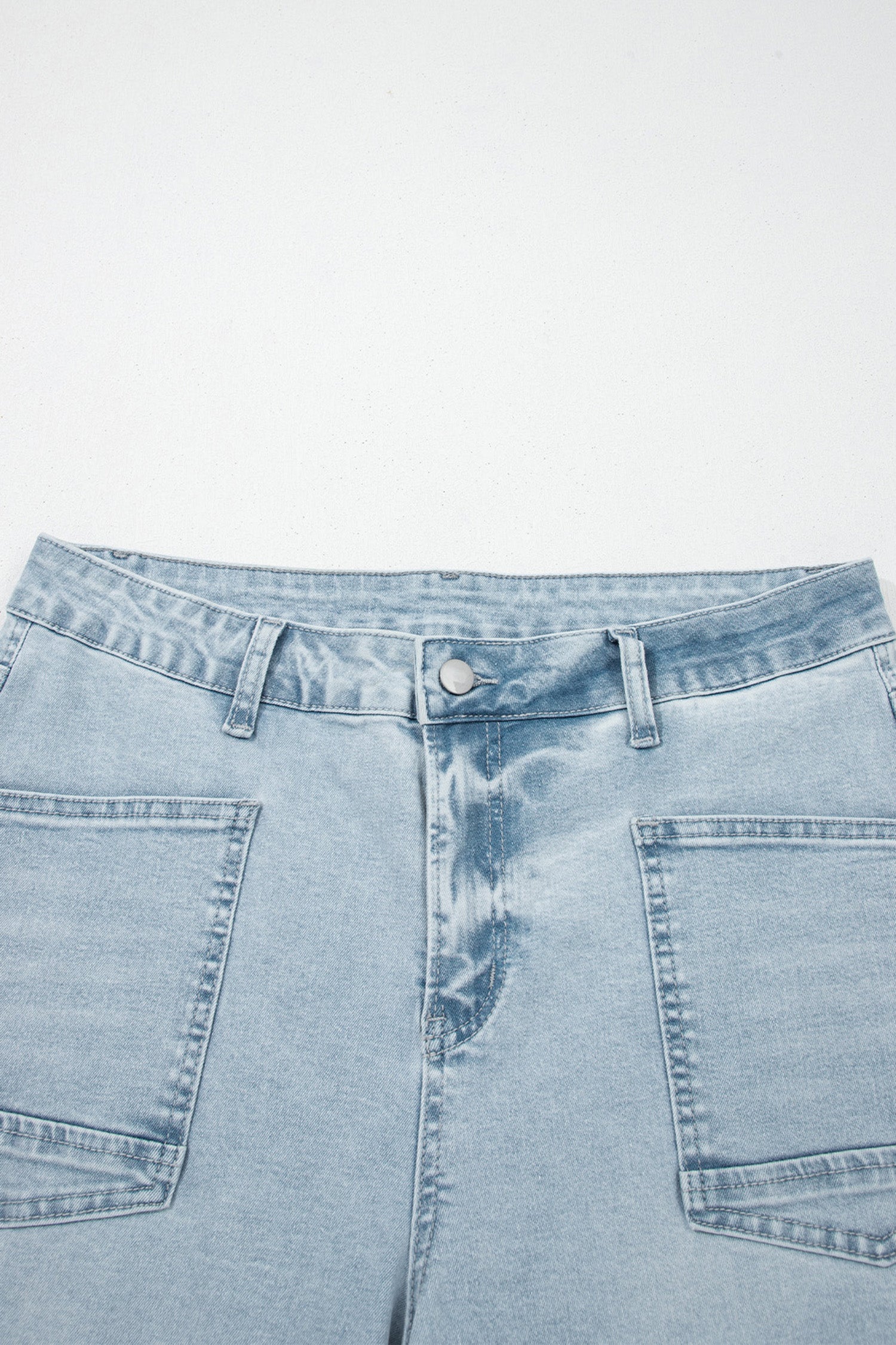 Sail Blue Frayed Cropped Barrel Jeans