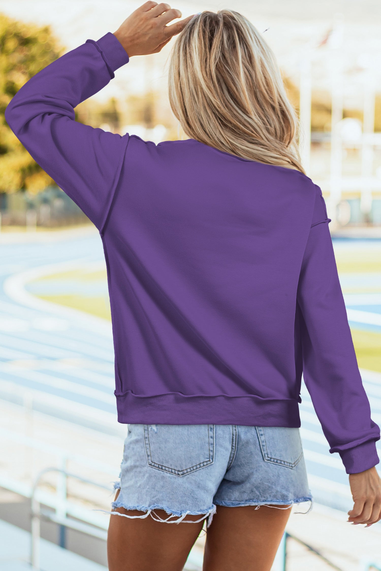 Light Grey Oversize Drop Shoulder Reversible Mock Neck Sweatshirt