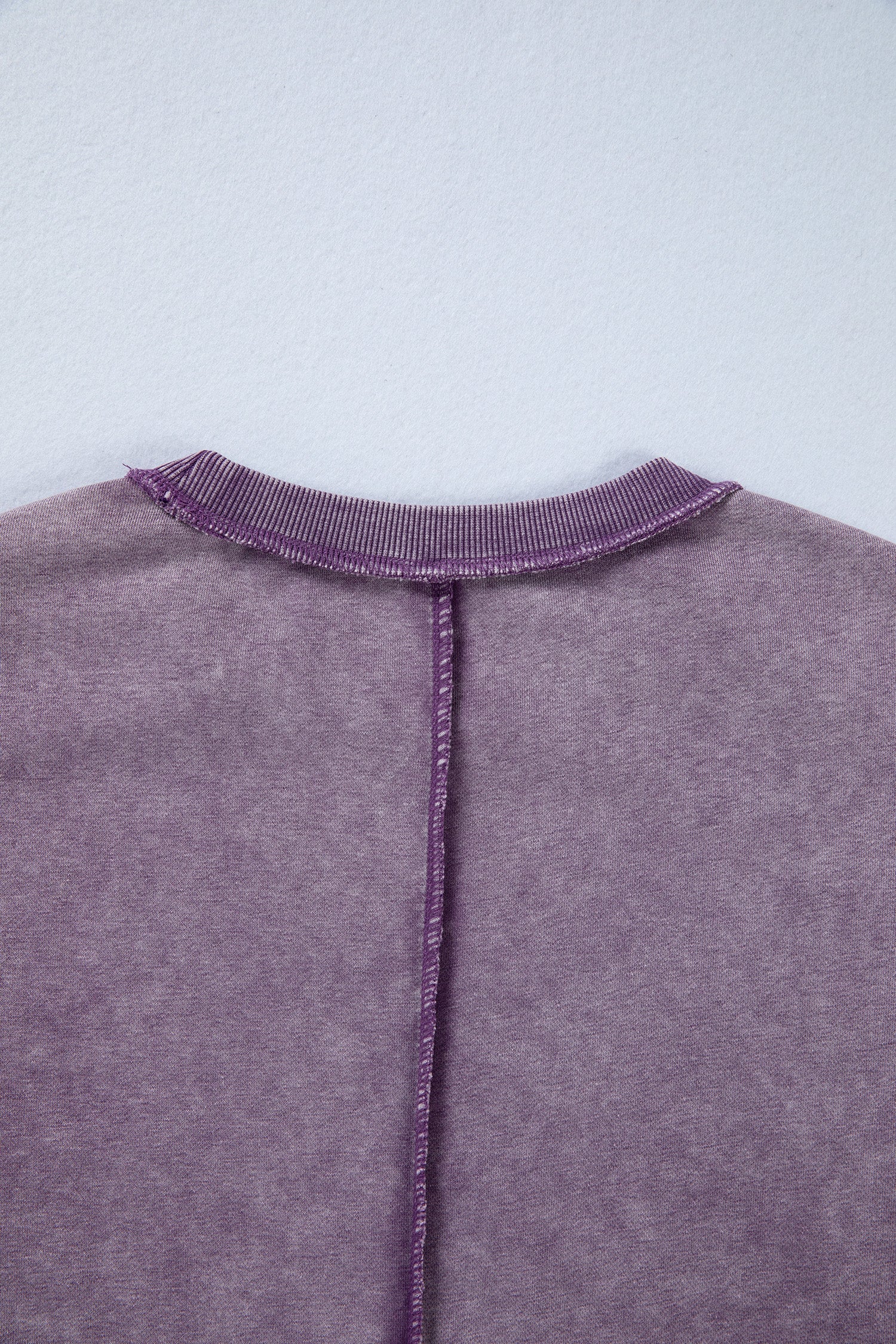 Red Sandalwood Mineral Wash Exposed Seam Side Slit Sweatshirt