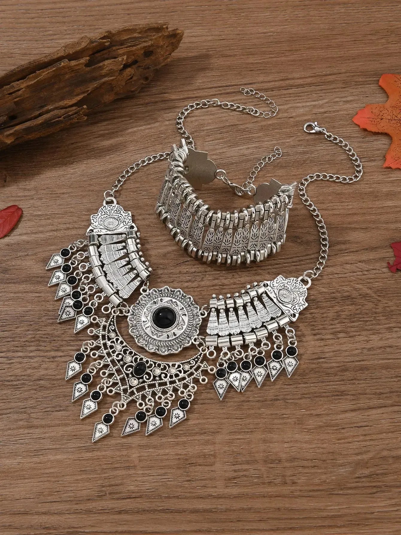 Vintage Layered Tassel Necklace – 3 Piece Set