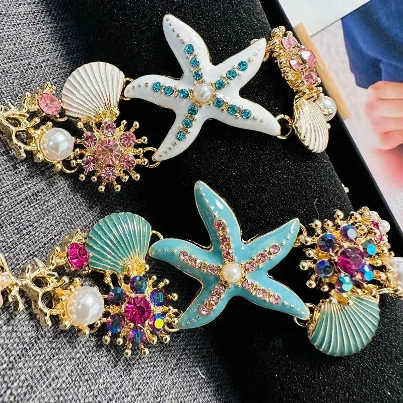 Ocean-Inspired Shell & Beaded Pendant Bracelet