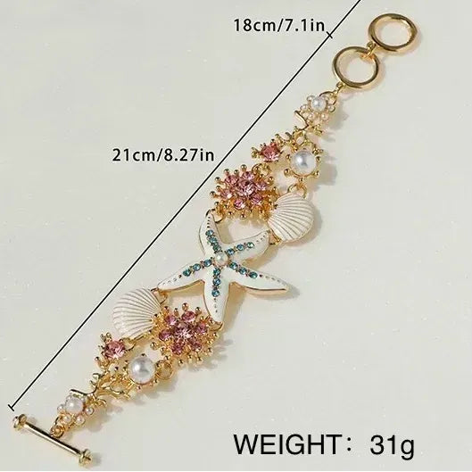 Ocean-Inspired Shell & Beaded Pendant Bracelet