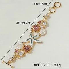 Ocean-Inspired Shell & Beaded Pendant Bracelet