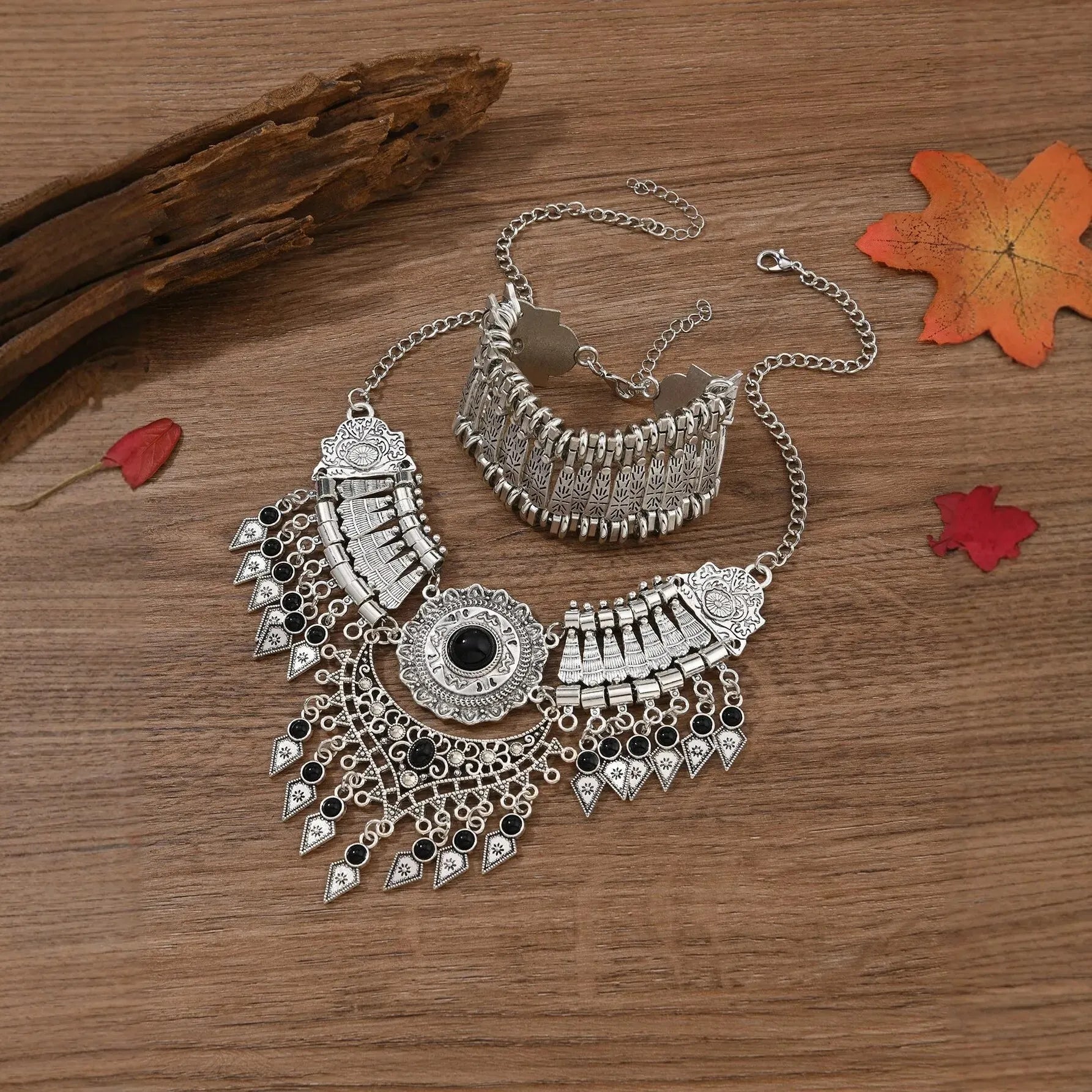 Vintage Layered Tassel Necklace – 3 Piece Set