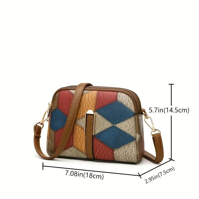 Rhombus Pattern Mini Crossbody Bag for Women