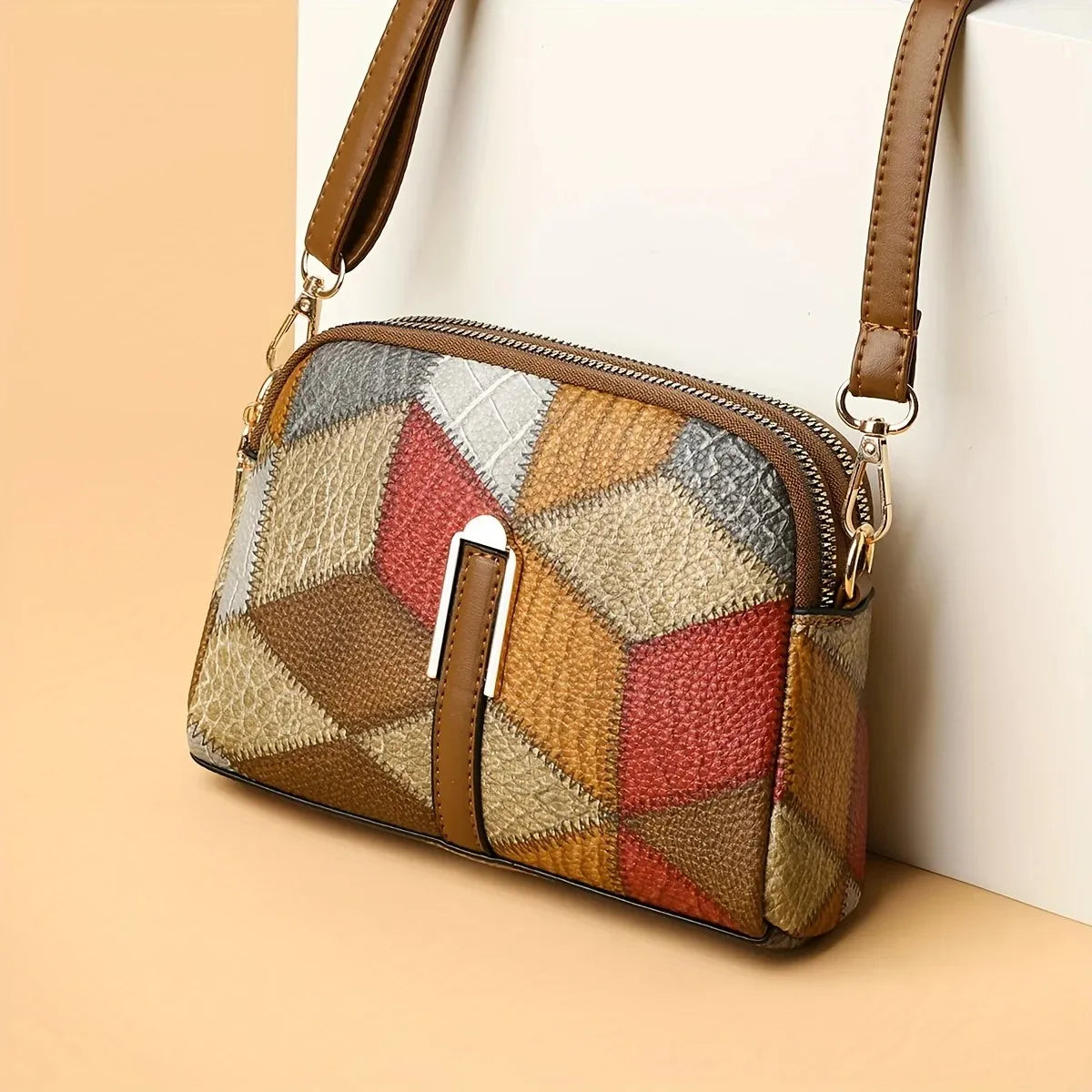 Rhombus Pattern Mini Crossbody Bag for Women