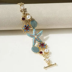 Ocean-Inspired Shell & Beaded Pendant Bracelet