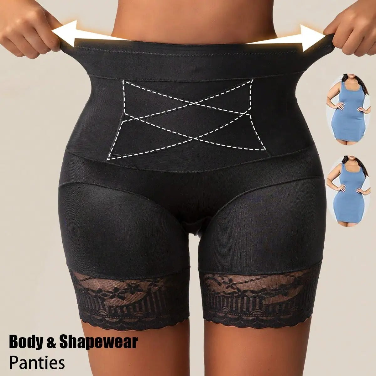 Lace-Trim Tummy Control Shaping Shorts