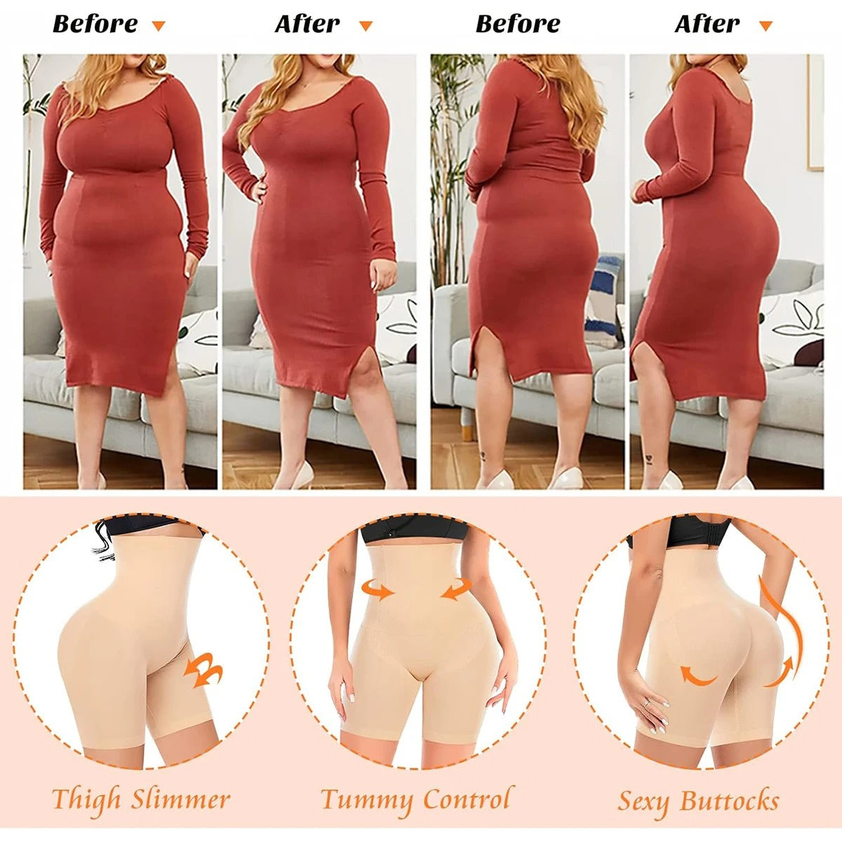 High-Waist Tummy Control &amp; Hip-Lift Shapewear